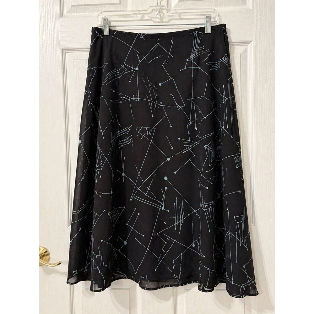 Giorgio Fiorlini Plus‎ Collection Geometric Abstract Midi Skirt Black Size 22 24